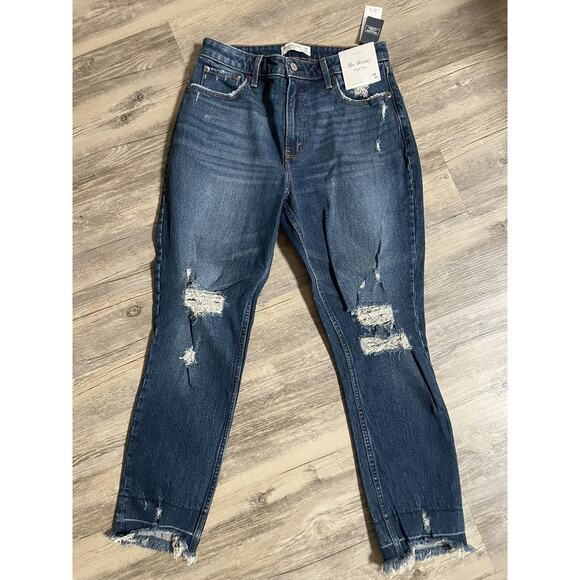 Abercrombie & Fitch Curve Love The Skinny High Rise Mom Jeans Size 29 8R - Picture 1 of 6